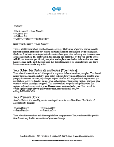 Evidence of Coverage (EOC) Letter